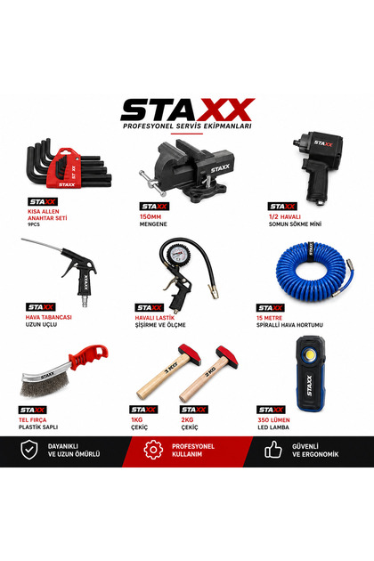 STAXX POWER Motorsiklet Tamirhane Servis Kurulum Paketi 33 Çeşit