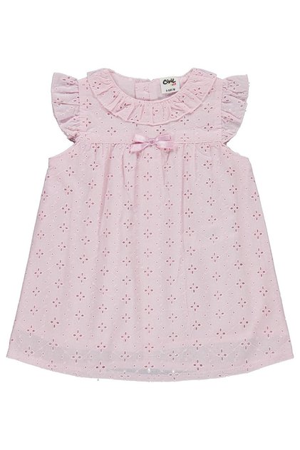 Embroidered Dress with Ruffles on Collar and Sleeves for 6-18 Months - Pink