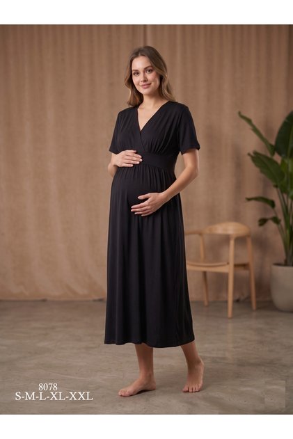 Pregnant Women's Breastfeeding Detailed Cotton Nightgown