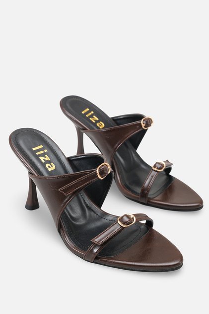 Cansu women's heeled slippers with belt a012 - k525