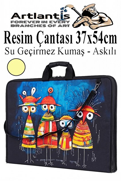 Resim Çantası Desenli Kumaş 37x54 cm 1 Adet Teknik Resim Dosya Çantası 35x50 cm Askılı Proje Çantası