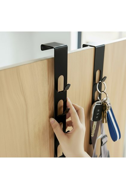 Metal Door Hanger Multi-Purpose Organizer Hanger Coat Bag Towel Hanger Black