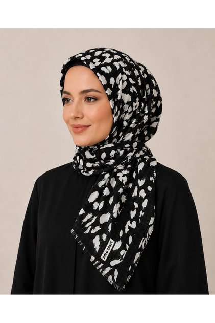 Siyah Beyaz Kaliteli Yüzde 95 Pamuk Eşarp Yazma
