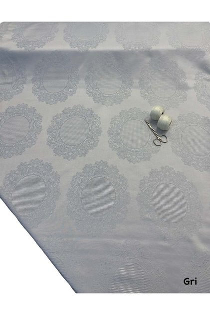 Etamin Boşluklu Masa Örtüsü Kumaşı Coco Desen Gri