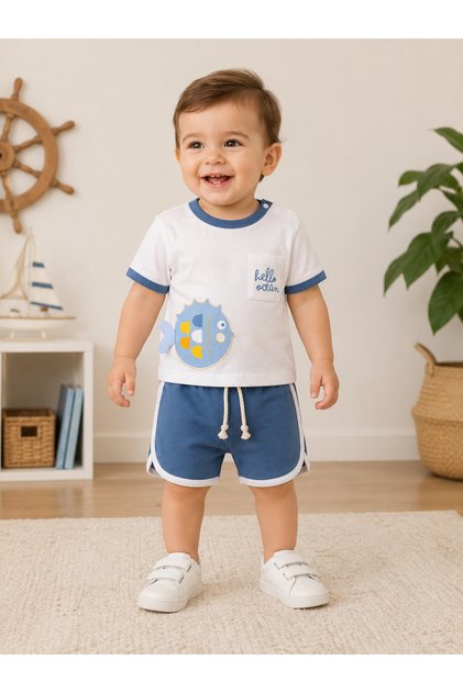 100% Cotton Little Fish Summer Baby Set
