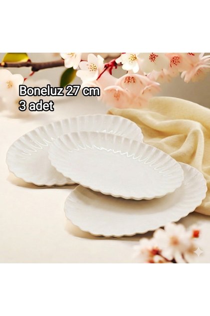 Boneluz 3 adet 27 cm Kayık Tabak Salata Sunum Tabağı
