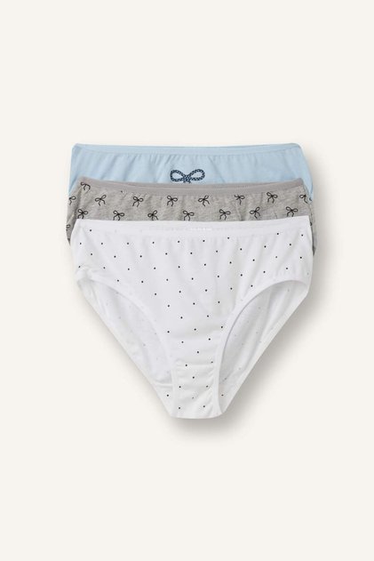 100% Cotton Patterned Combed Cotton 3-Piece Slip Panties for Girls H6350A826Sm
