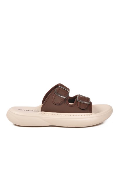 Brown Ecru Light Comfortable Sole Women's Slippers 3202 g