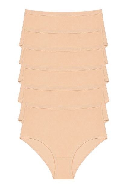 Women's High Waist Panties Skin Color 6 Pack Cotton Lycra Flexible Comfortable Underwear