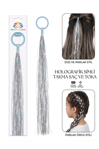 Sparkly Silver Glitter Mini Clip in Hair Extension | Metallic Silver & Shimmering, Lightweight & Instant Hair Transformation - for Party, Festival, and Everyday Style