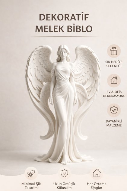 Beyaz Renkte Kanatlı Melek Figürü İnanç ve Huzurun Simgesi, Angel Ev Dekorasyon Biblo 16CM