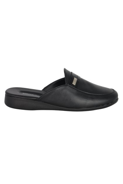 Men's Black Leather Mule Loafer Laceless Casual Classic Half Shoes Slippers