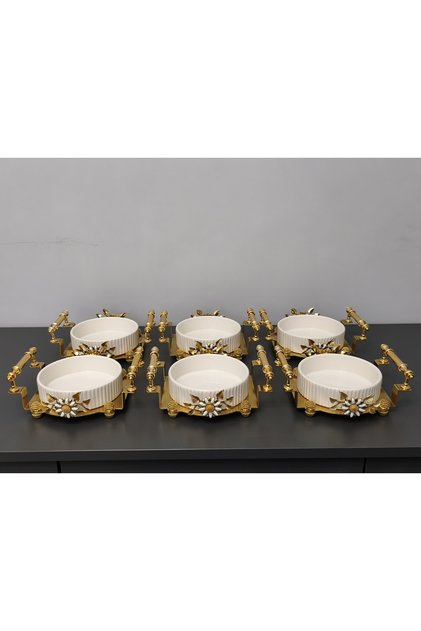 6-Piece Round Porcelain Presentation Bowl & Breakfast, Snack, Dessert, & Special Laser-Cut Bowl Set
