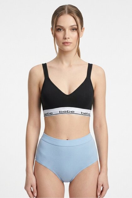 Women Brand Logo Padded Bralette, Black