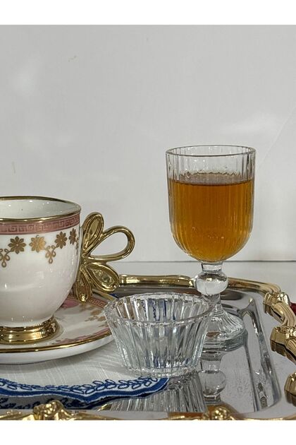 12 Piece Pota Kahve Yanı Set 6 Glass Cups 6 Glass Turkish Coffee Cups Turkish Coffee Presentation Set