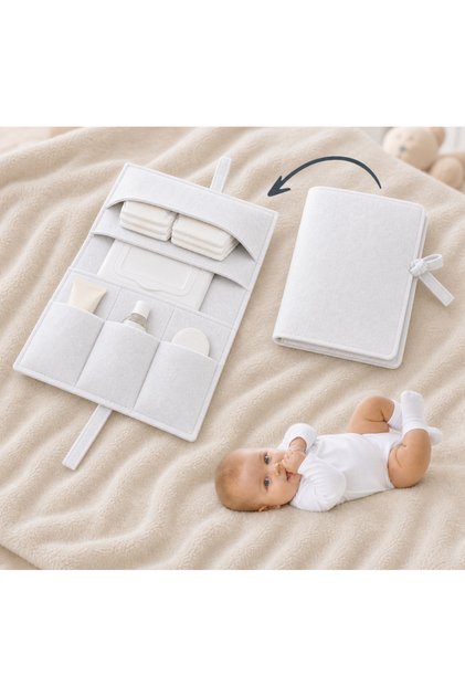 White Felt Mother Baby Care Bag Newborn Diaper Changing Organizer Bag Organizer