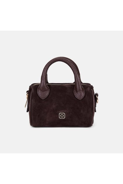 Women's Bitter Brown Logo Suede Mini Handbag