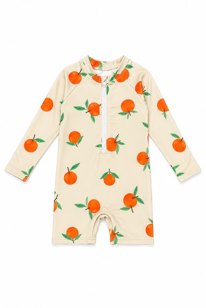 Patterned Zippered Unisex Baby Swimsuit