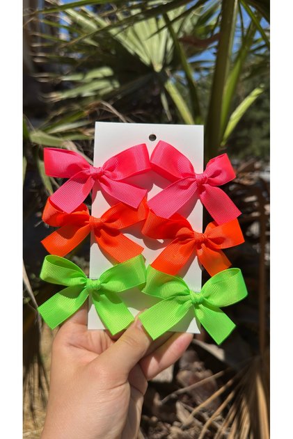 Candy Color Neon Ribbons 6-Piece Children's Buckle Set-3Cm Metal Clip