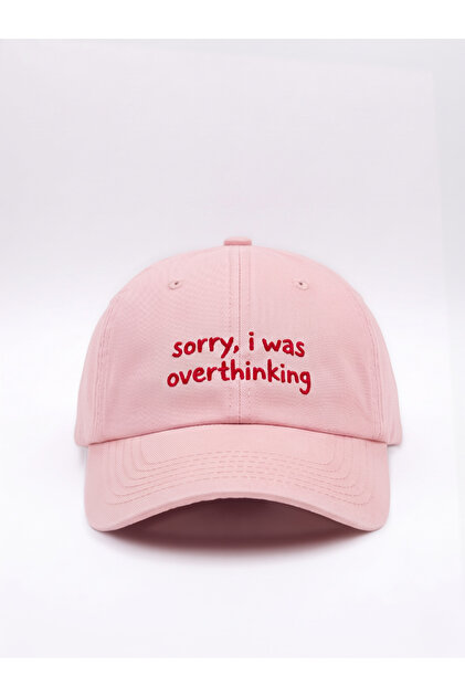 "sorry, i was overthinking" Nakışlı Yıkamalı Şapka / Kep