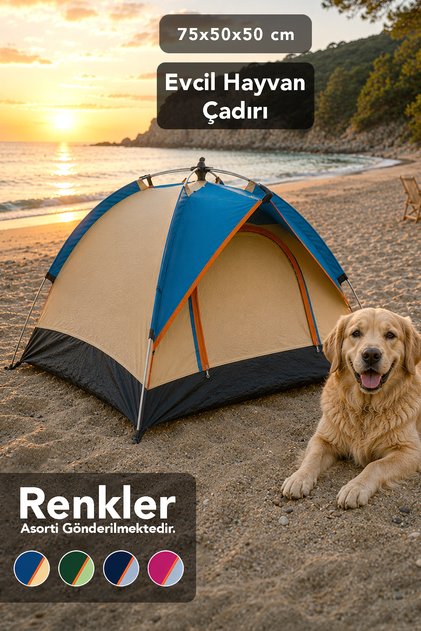 Evcil Hayvan Çadırı - Kedi Köpek Evcil Hayvan Bahce Kamp Asorti Çadır 75x50x50