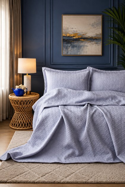 Lisa Bedspread Set Double Blue 240*230 cm