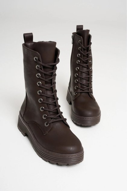 L04 Emerald Women's Lace-Up Thick Soled Zippered Boots Shoes