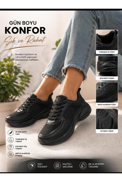 Women's Black Daily Walking Shoes