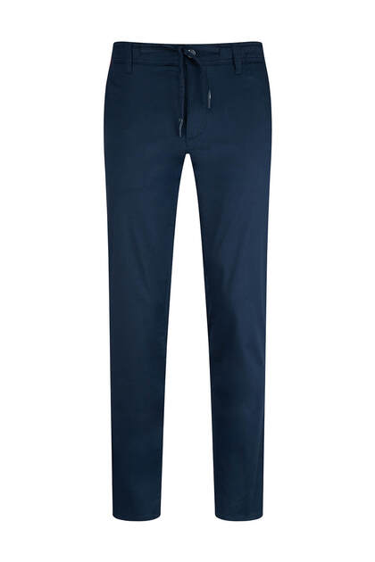 Navy Blue Regular Fit Cotton Jogger Pants with Side Pockets