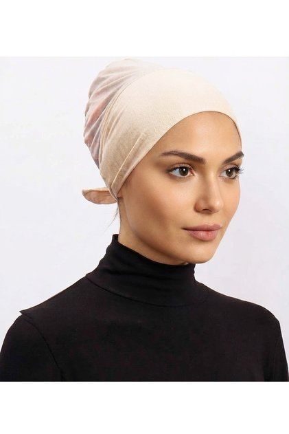 Clima Fit Bone - Women's Anti-Sweat Tulle Hijab Bonnet Turban Scarf Shawl Bonnet Beige