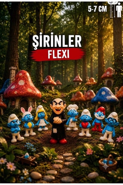 Şirinler 8Li Set / Hareketli Eklemli 5-7 Cm Şirine+Şirin Baba+Gargamel Dahil 8 Adet Figür Oyuncak