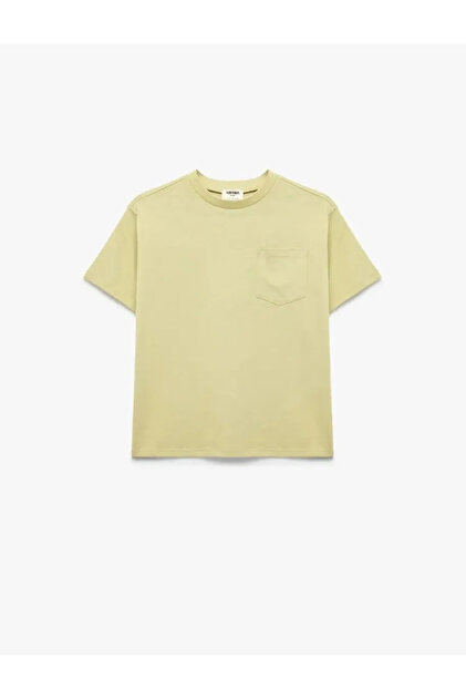 Short Sleeve Crew Neck Pocket Detail Cotton T-Shirt