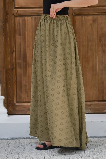 Çağla Women's Patterned Maxi Skirt with Elastic Waist, Comfortable Fit, Long Skirt