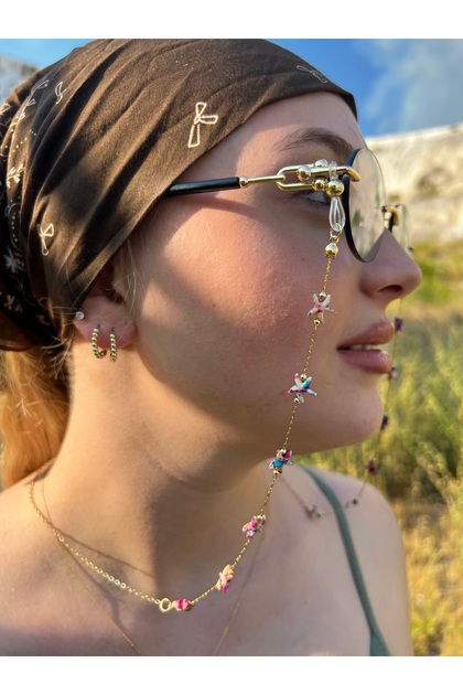 Premium Colorful Starry Glasses Chain | Women's Glasses Strap | Metal Glasses Accessory with Silicone Tips | Compatible with All Glasses