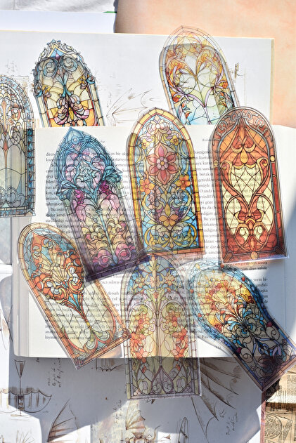 Stained Glass Bookmark Transparent (8 Pieces) / Design Bookmark