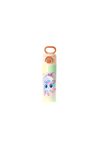 Kids 520 ml Ice Cream Patterned Pink Girl's Steel Thermos Flask (Double Inner Locking Lid) - L5286