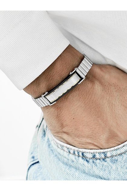 Silver and Black Steel Men's Bracelet Frj10231A-D 2 Year Warranty Gift Boxed
