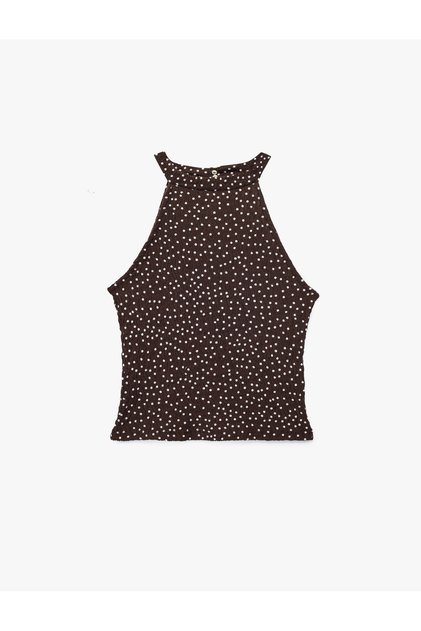 Bürümcük Fabric Polka Dot Halter Neck Sleeveless Blouse