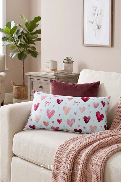 Heart Design Decorative Throw Pillow Cover | Modern Home Decor 30X50