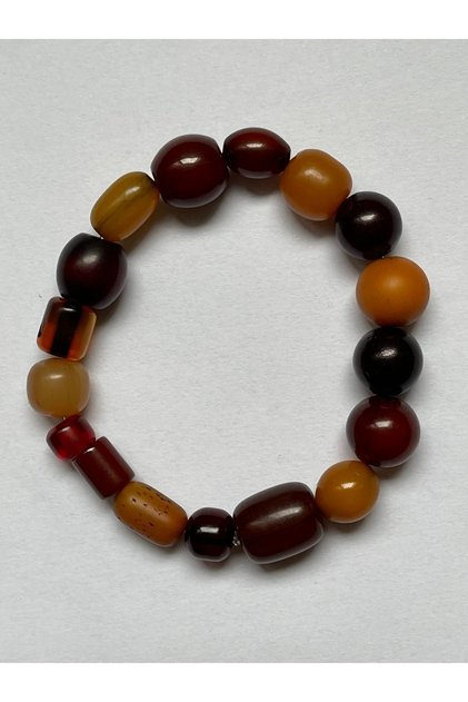 Unisex Natural Stick Amber Bohemian Bracelet (Elastic)