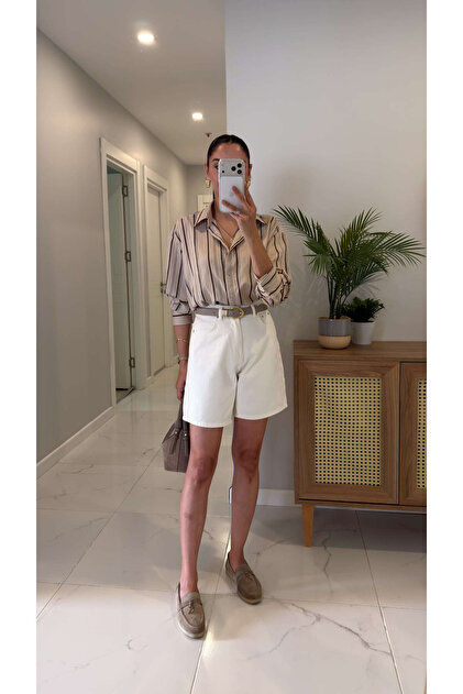 Snow Ecru Denim Shorts