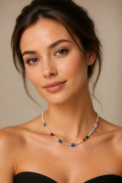 Silver Color Luxury Shiny Flashy Evening Dress Necklace