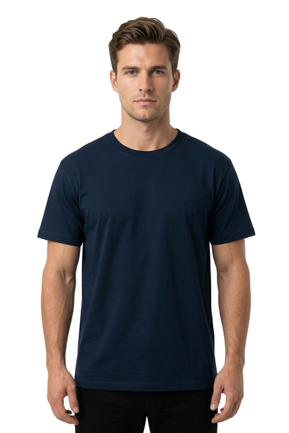 Navy Blue Color Regular Fit Cotton Men's T-Shirt