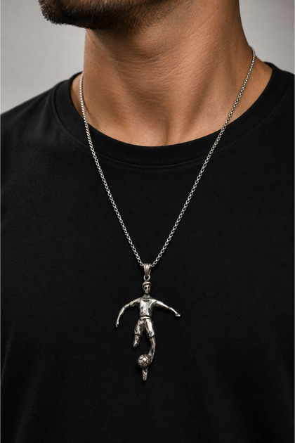 316L Stainless Steel Football Player Figured Men's Necklace Sports Enthusiasts Gift