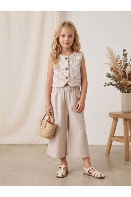 Girl's Linen Vest and Pants Design Set
