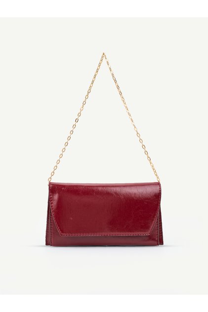 Women's Hand and Shoulder Bag with Side Magnet Detail and Chain Strap – Stylish Portfolio Clutch