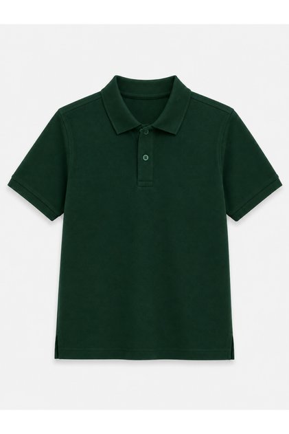 Dark Green Short Sleeve Polo Collar Lakos School T-Shirt R.O.Z.O.Ku.Lt.E.L.T.