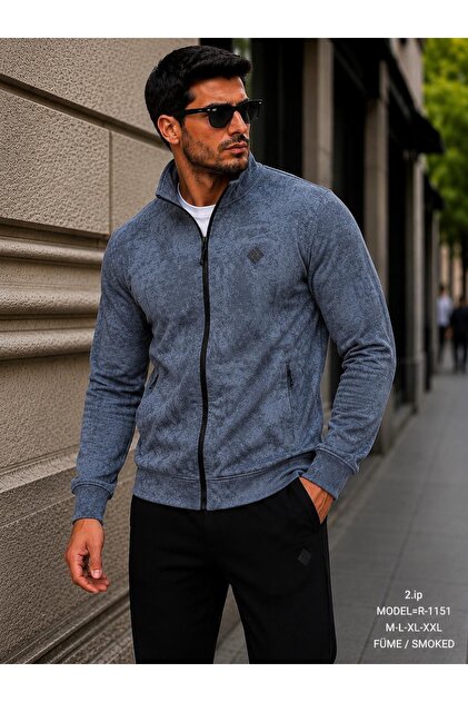 Men's 2-thread compact combed cotton patterned smoked jacket
