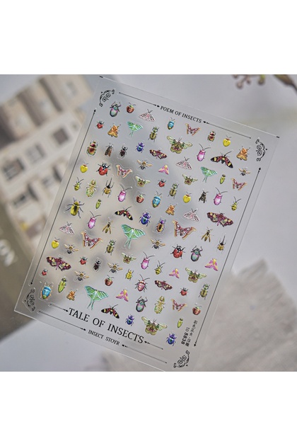 to5838 Y2K Fantasy Forest Insect 5D Nail Art Stickers Element Moth Butterfly Bee Ladybug Cute Fairy
