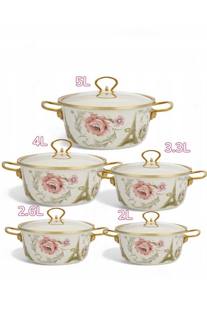 Set de vase emailate 10 piese. Inducție Gaz - Calitate Superioară MASTERPAN